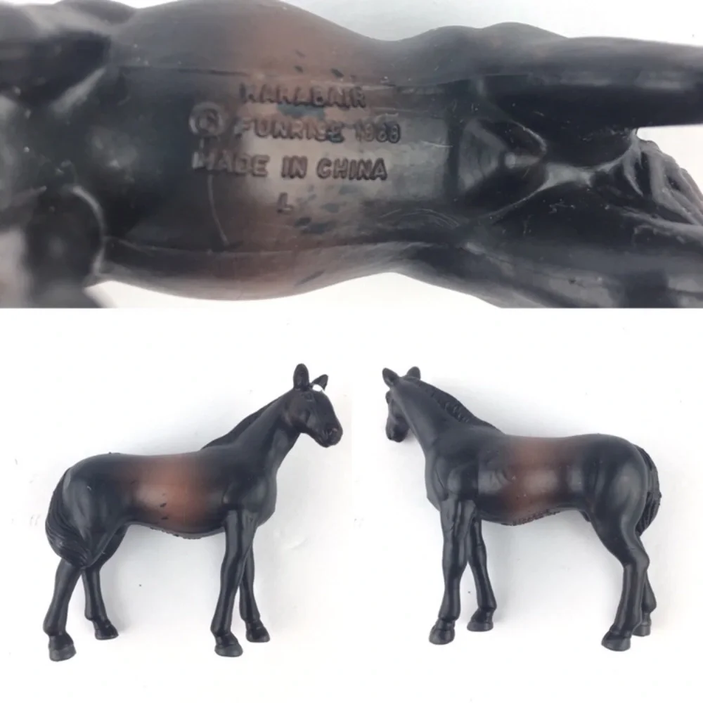 VINTAGE Horses Carry Case 6 Figurines 90s FunRise Plastic Toys Western Ranch